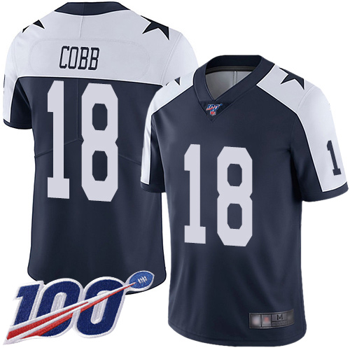 Men Dallas Cowboys Limited Navy Blue Randall Cobb Alternate #18 100th Season Vapor Untouchable Throwback NFL Jersey
